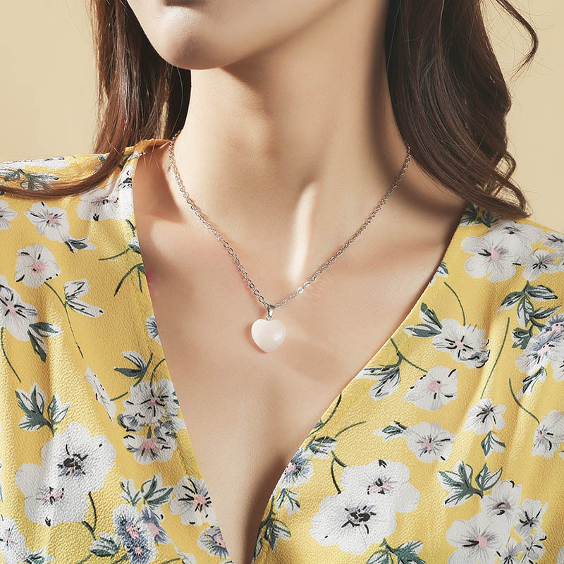 Korean simple natural stone heartshaped pendent necklacepicture2