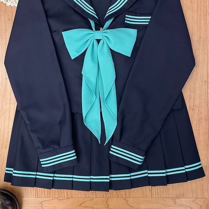 【青三本】原创水手服初音色基础款长袖短袖衬衫上衣学院风JK短裙|undefined