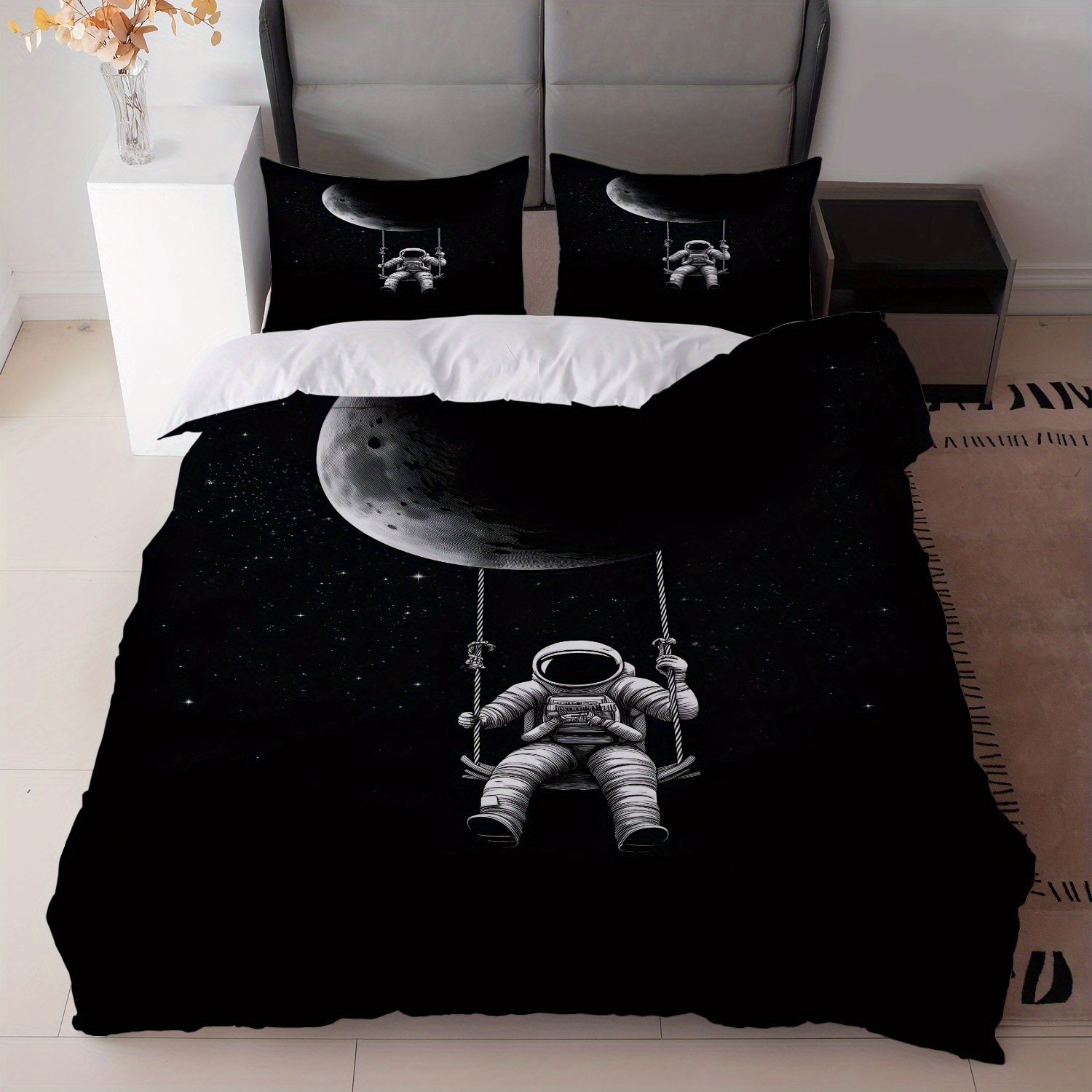 Fábrica de origen textil doméstico astronauta digital impresión set edredón suave piel respaldar TEMU / JIT