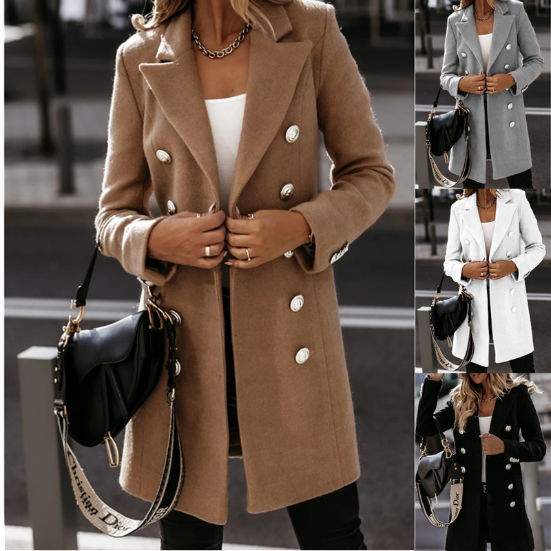 autumn and winter long-sleeved temperament suit collar double-breasted coat  NSYD6382