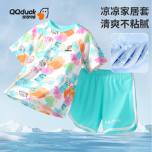 QQduck可可鸭童装夏季新款女童家居服套装中大童短袖空调服睡衣套