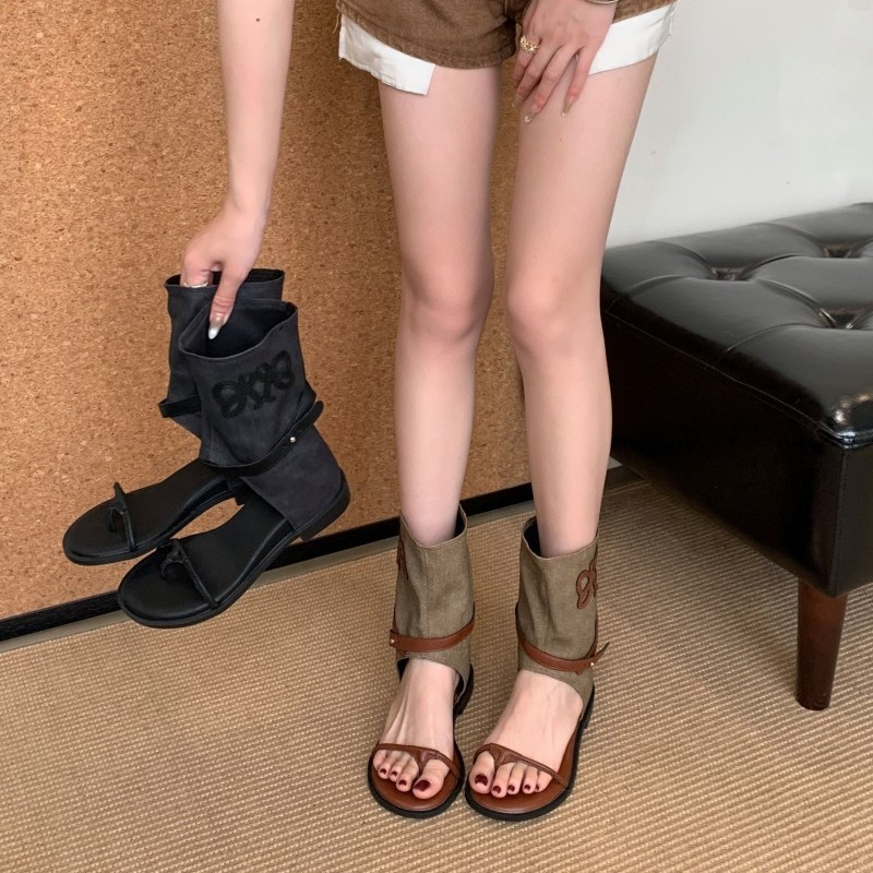 Fashionable summer boots platform wedge heel with hidden heel