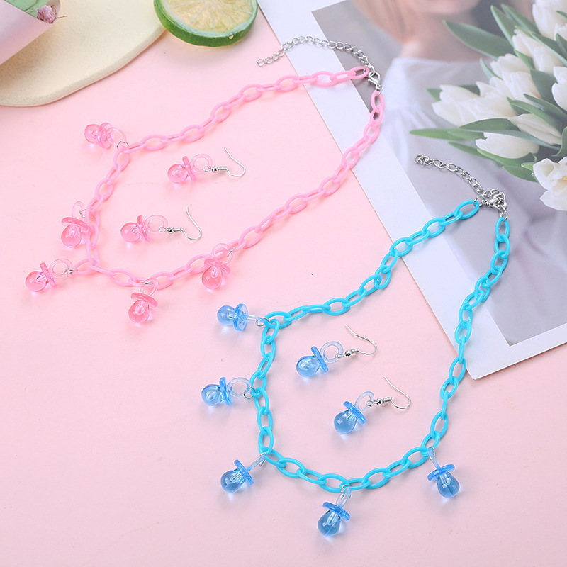 Creative Handmade Acrylic Transparent Party Set Pacifier Necklace display picture 3