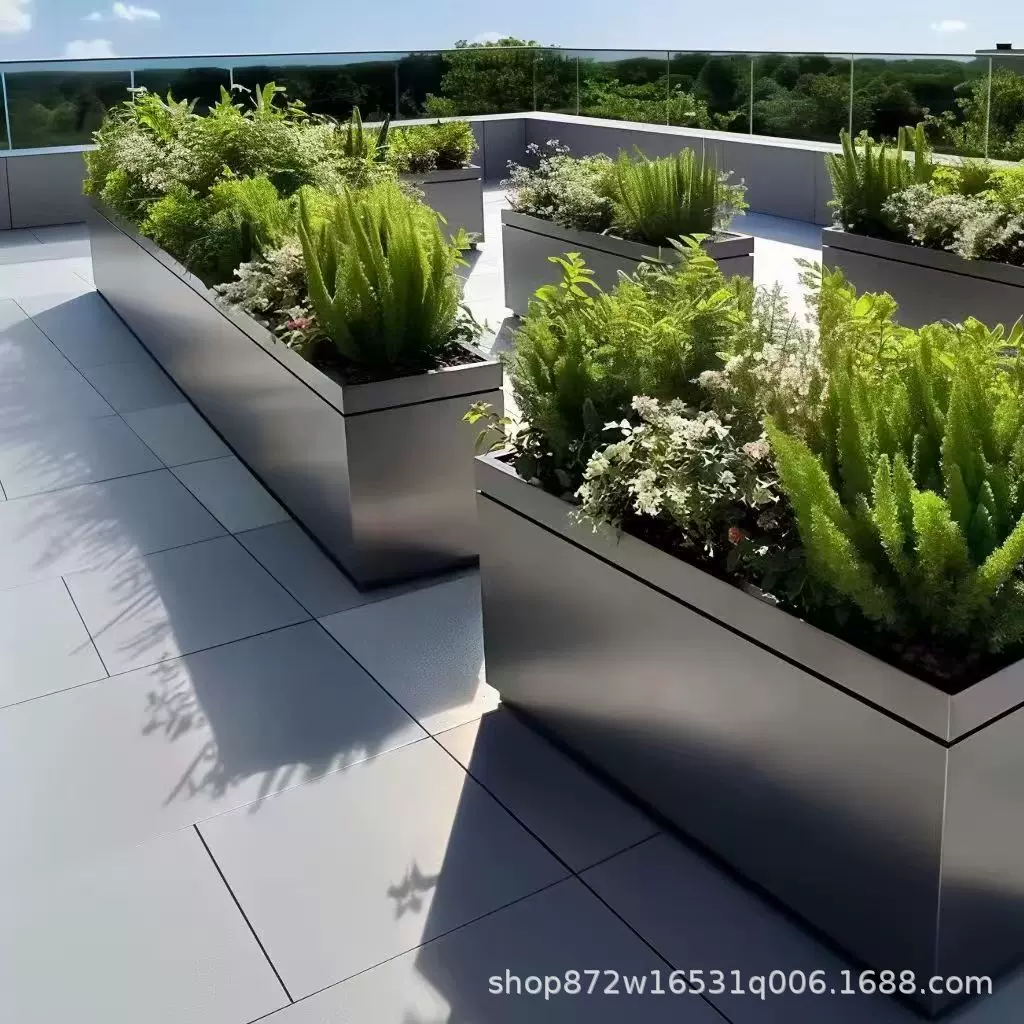 户外不锈钢花箱组合铁艺室外隔断街道成品种植花槽长方形广场围栏