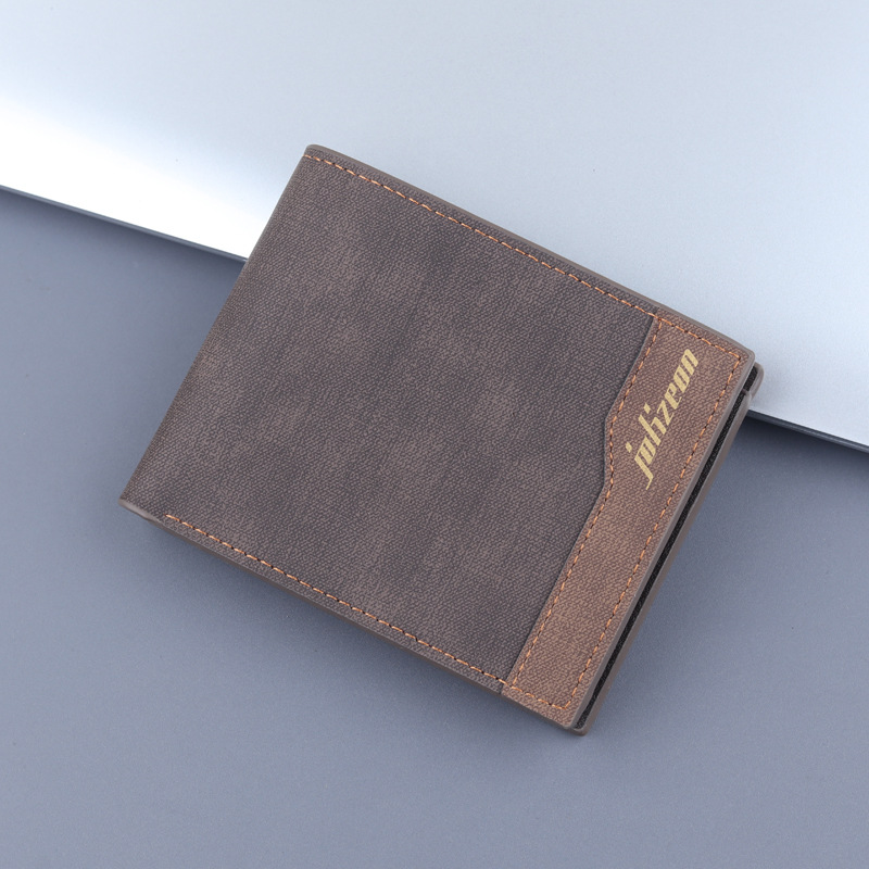 Cartera de los hombres cartera corta esmerilada titular de la tarjeta de gran capacidad horizontal de los hombres cartera de los hombres engrosada negocio tríptico