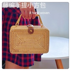越南藤編女士手提包藤編織包休閒沙灘包素麵款收納日常復古風籃子