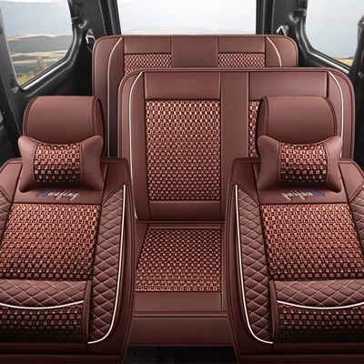 Jiachen, Baojun 730, Full Surround, Universal seat cover - 7-seater-ice-silk-brown-conjoined-in-the-middle-row-604015