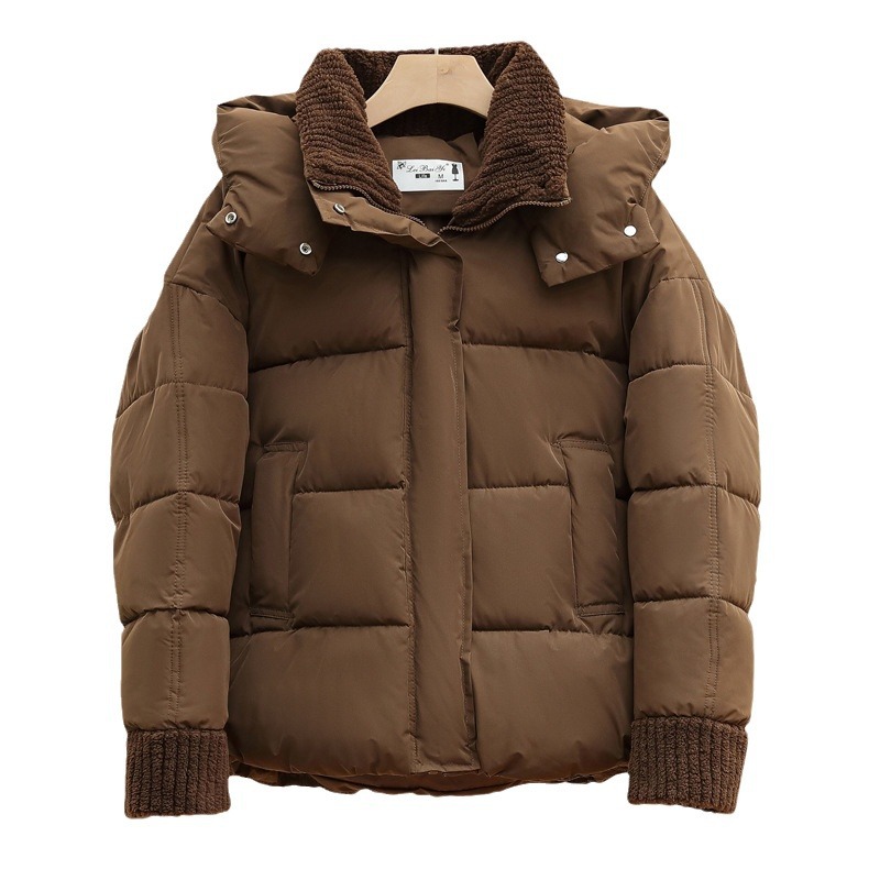 Moda europea y americana con capuchón de algodón para mujeres 2025 invierno nuevo tipo de ropa de pan suelta de algodón chaqueta de algodón gruesa image 5