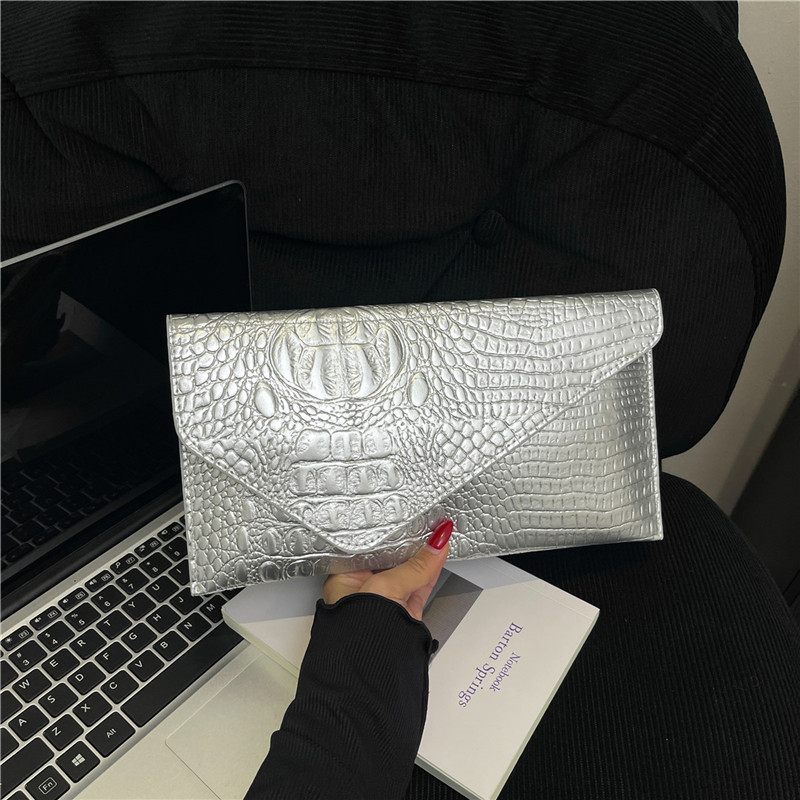 Moda de color sólido alta textura bolsa de cena de mujer nuevo otoño cocodrilo temperamento casual bolsa de mano versátil