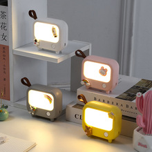 創意DIY迷你電視小夜燈 USB卧室伴睡柔和暖光氛圍燈復古擺件禮品