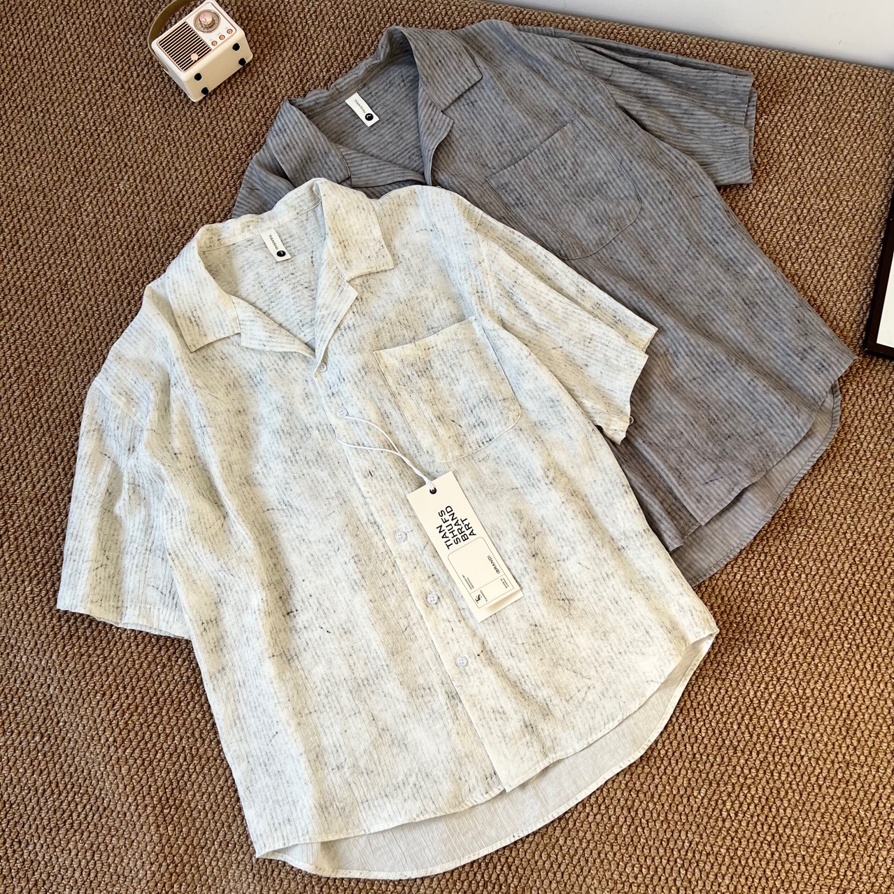 Neues Herrenhemd mit kubanischem Kragen, Batikmuster, Sommer 2025 – Lässig, Unisex, Kurzarm_voghion.com