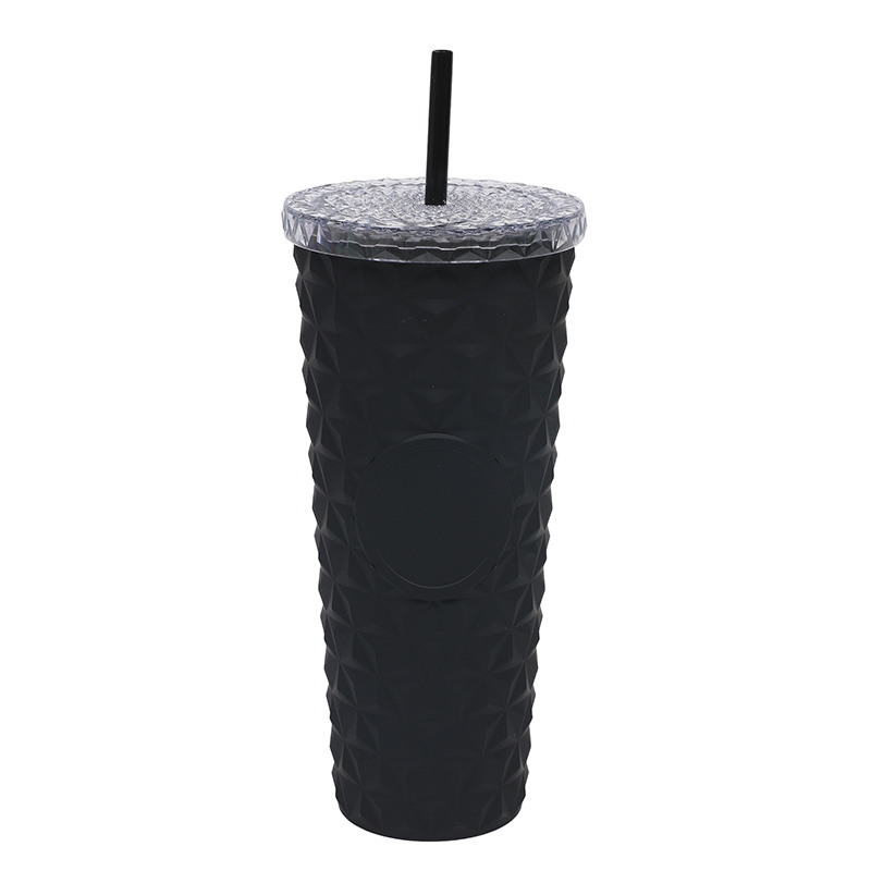 Suministro directo de fábrica AS taza de paja de doble capa taza de agua de plástico de grado alimenticio taza de cristal simple de alto valor de verano de 710ml