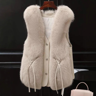 Fox Fur Vest for Women, Young Style, Outer Wear, Spring & Fall New Style, High-End Imitation Fur Vest, Slimming Look, Versatile and Stylish