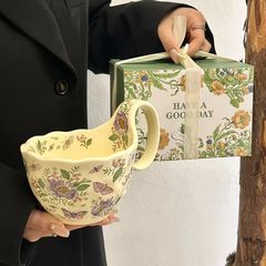 高级感格桑花陶瓷马克杯女生高颜值咖啡杯子大容量水杯生日伴手礼