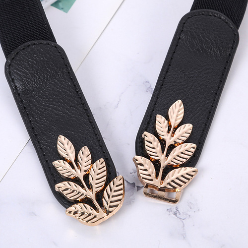 Wholesale Fashion Women's Stretchable Fine Waist Seal Elastic Decorated Belt with Hooks for Down Jackets and Dresses