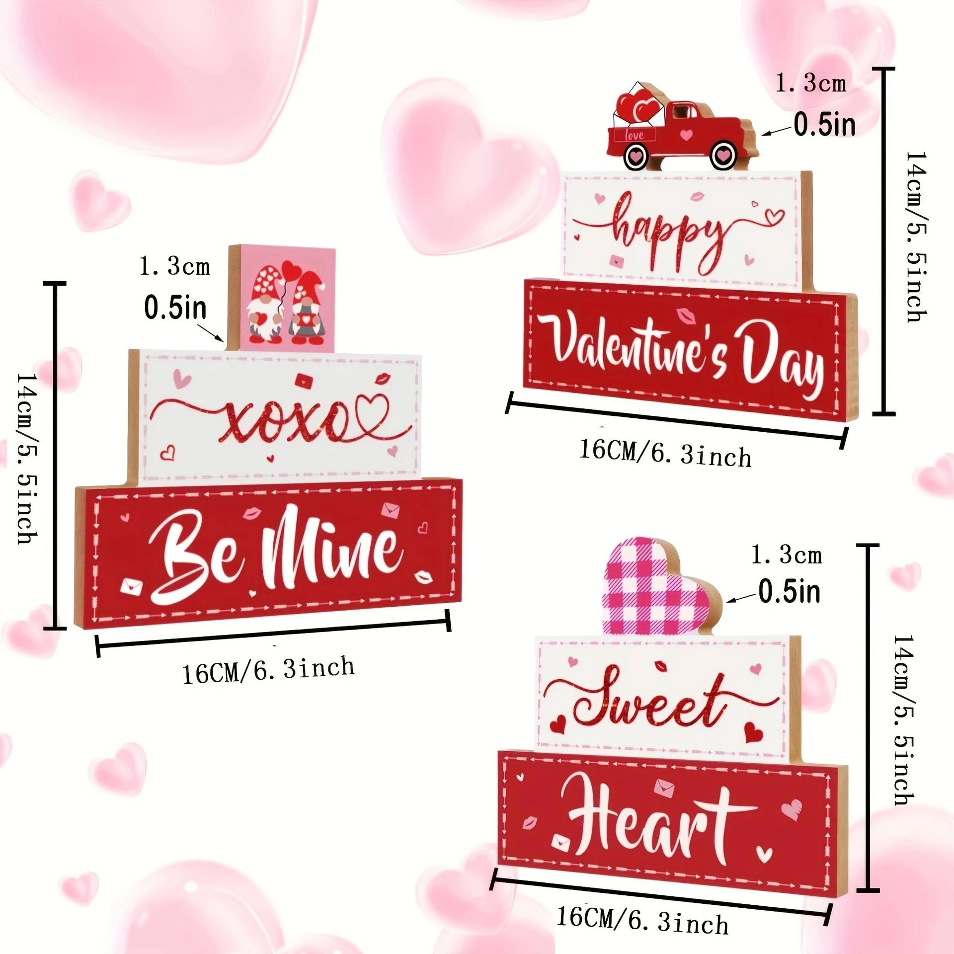 Día de San Valentín en el lugar escritorio tridimensional decoración de madera forma de escritorio de letras inglesas placa central