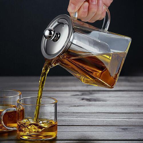 Thickened glass flower teapot Kung Fu black tea set stainless steel filter teapot tea brewing device Tianyuan place male cup pot