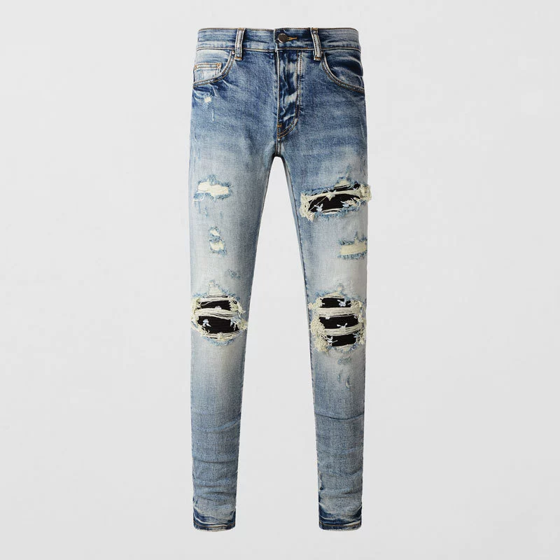 Модные джинсы с заплатками в стиле хип-хоп, европейский стиль, slim fit