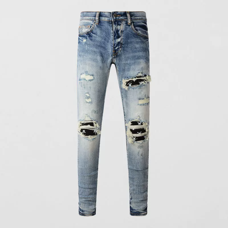 Модные джинсы с заплатками в стиле хип-хоп, европейский стиль, slim fit