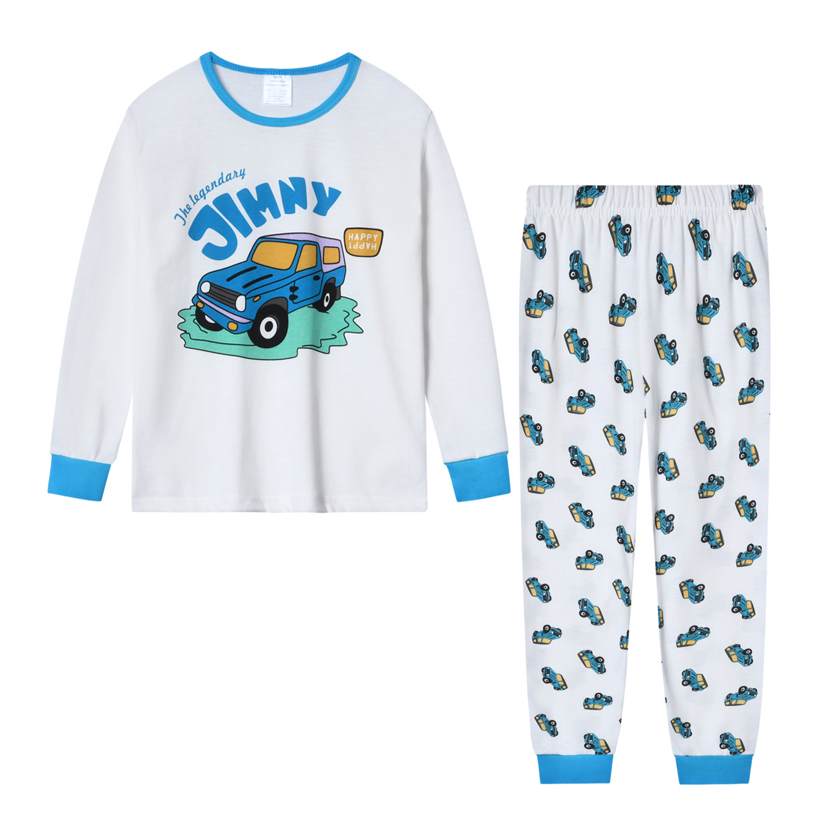 Pijamas para niños de dos piezas de estilo europeo y americano cuello redondo manga larga dibujos animados impreso ropa de aire acondicionado comercio exterior al por mayor ropa para niños grandes
