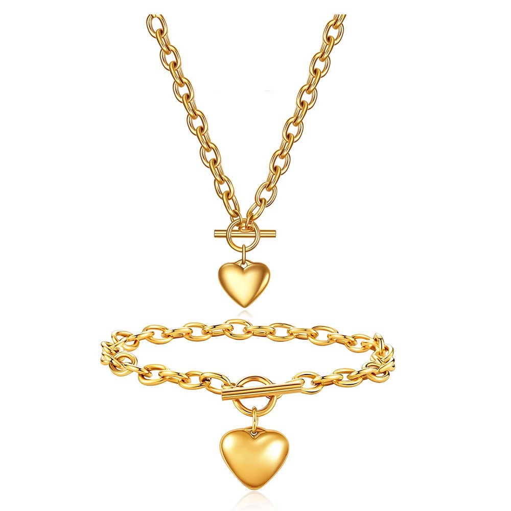 Smooth Heart Pendant Necklace With Ot Clasp In Stainless Steel_voghion.com