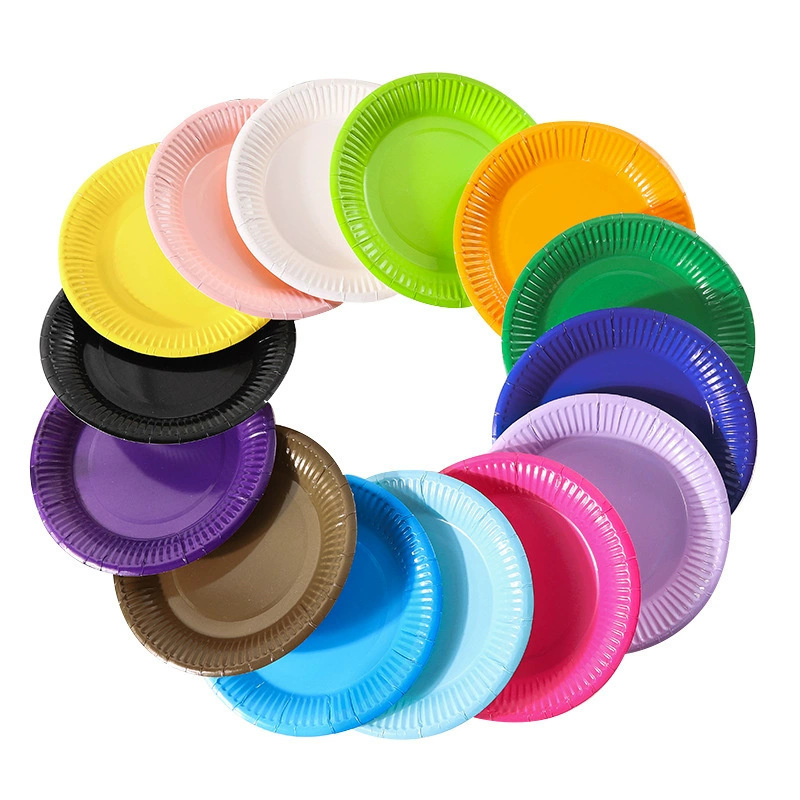 Cross-Border Colorful 7inch 9inch Disposable Paper Plates Birthday Party Decoration Tableware Kindergarten Painting Paper Plates Cross-Border Colorful 7inch 9inch Disposable Paper Plates Birthday Party Decoration Tableware Kindergarten Painting Paper Plates