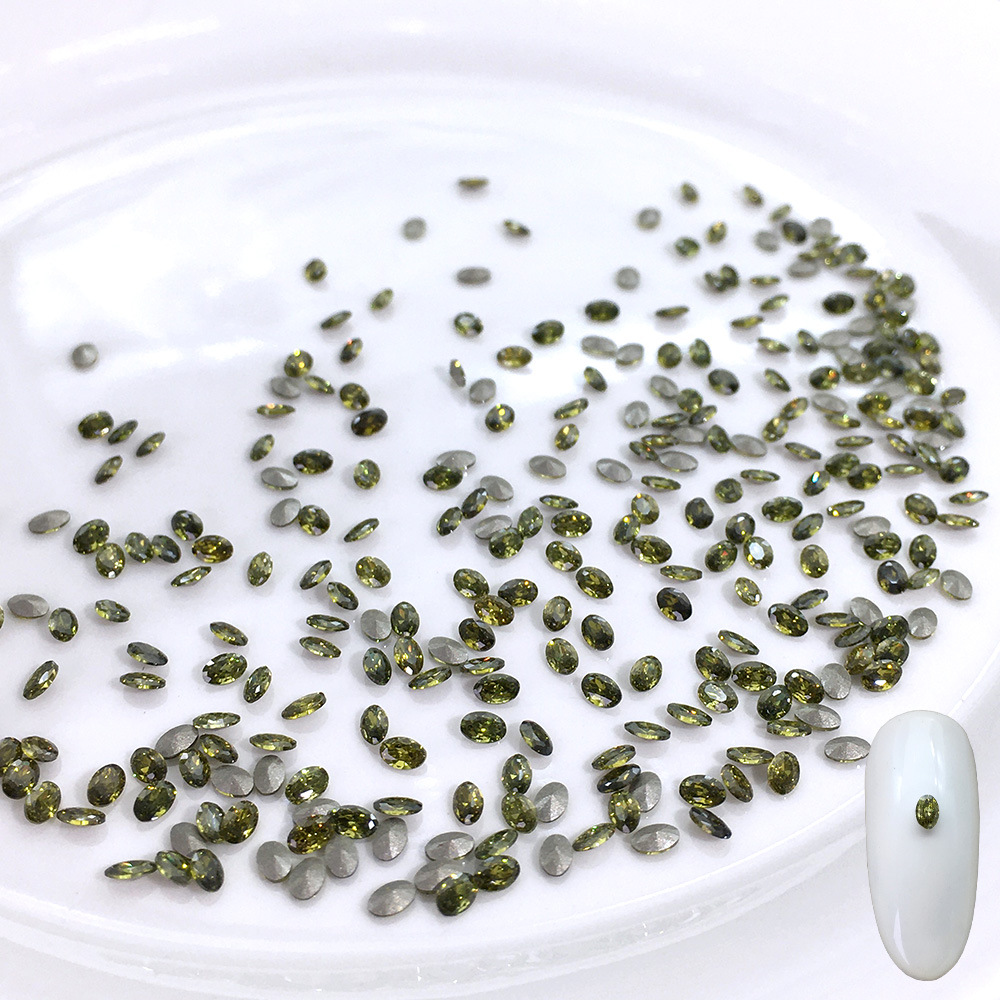밑바닥 도금 지르콘 데니어 2*3mm 올리브 그린