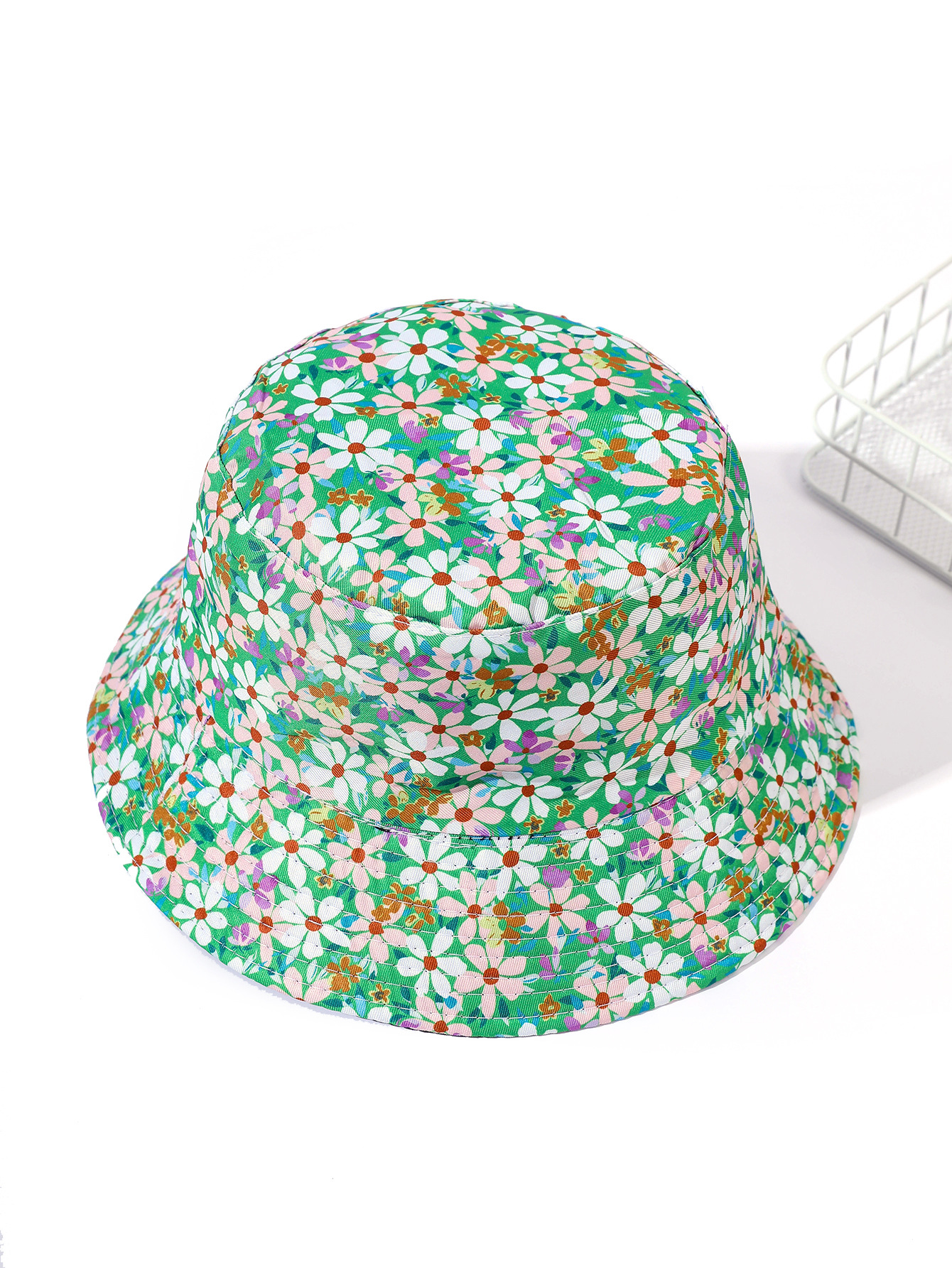 Nuevo sombrero de pescador floral pequeño de las mujeres sombrero de Sol de doble cara estilo coreano japonés de los hombres sombrero de Sol de estudiante versátil moda