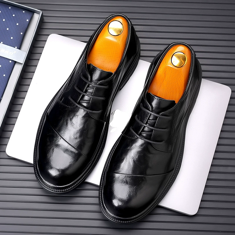 Кожаная обувь мужская осень новая деловая обувь мужская кожаная обувь повседневная дышащая мягкая подошва английская свадебная обувь