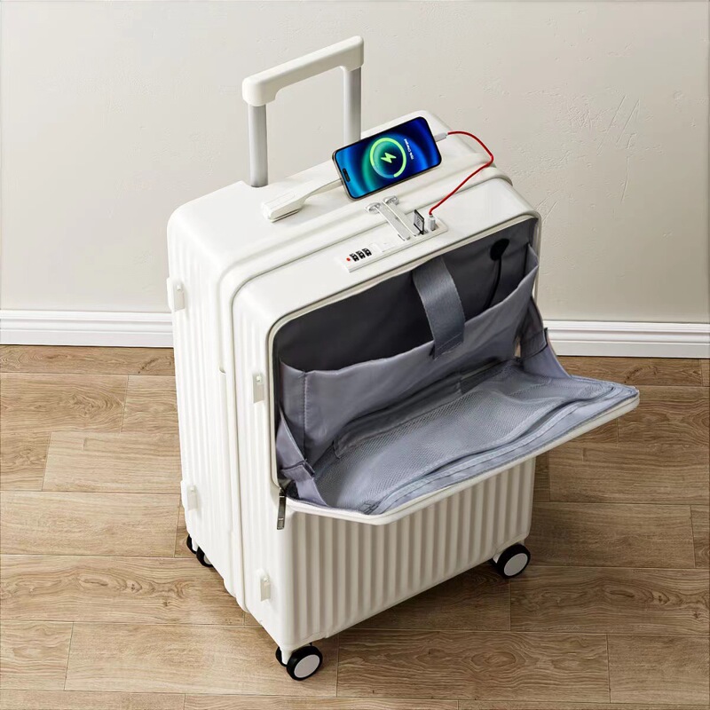 新型フロントオープンスーツケース多機能スーツケース男女万能輪旅行箱大容量pc暗号箱|undefined
