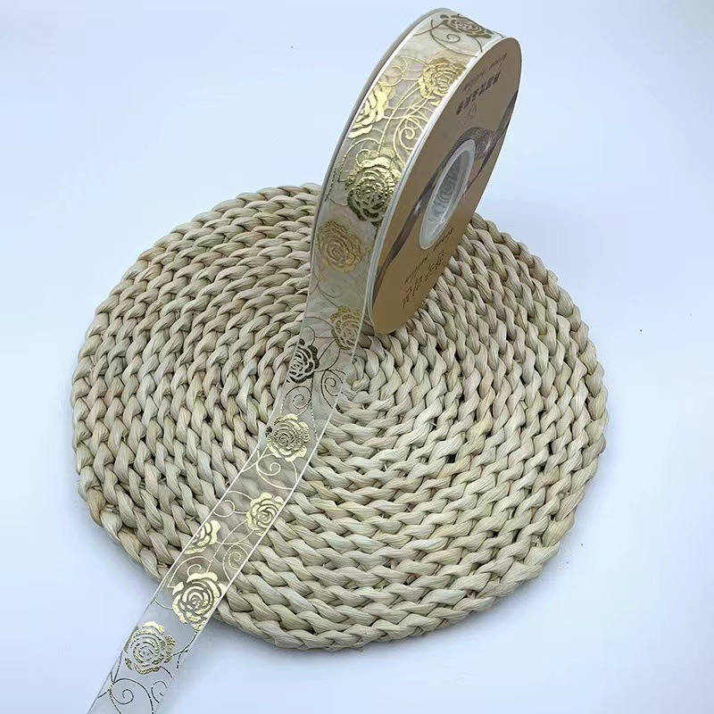 2,5 cm hilo de nieve dorado cinta hilo transparente Rosa barra bandeja DIY flor hecha a mano caja de regalo cinta de embalaje lote