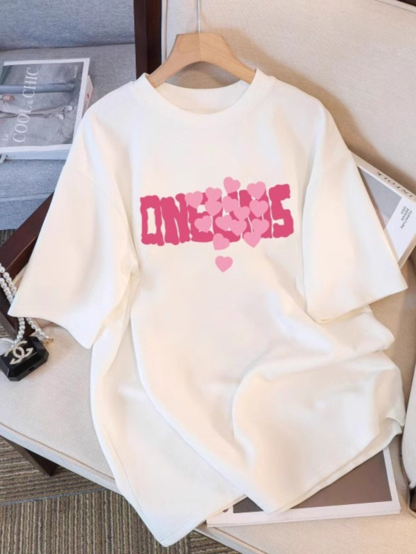 Summer Dopamine Style White Pure Cotton Short-Sleeve T-Shirt for Women 2026 New Popular Plus-Size Trendy Top That Covers the Belly