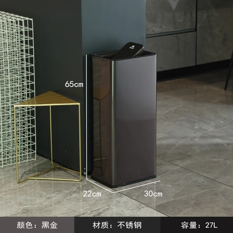 ステンレス製ゴミ箱、浴室用ペーパータオルロッキング蓋バケツ、大容量オフィスロビー廊下直接投げ収納バケツ|undefined