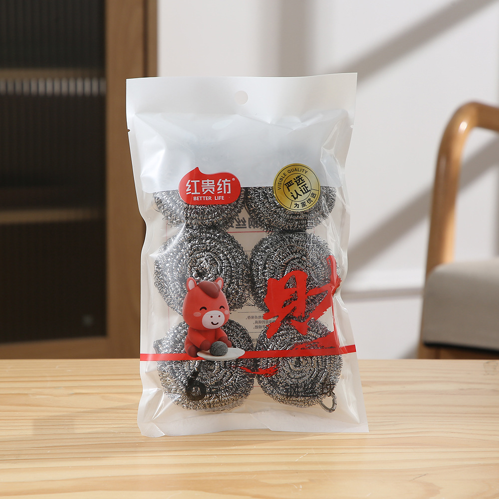Best-Selling Supermarket Stainless Steel Cleaning Ball Household Non-Shedding Iron Wire Ball Six-Pack Steel Wire Ball Wholesale