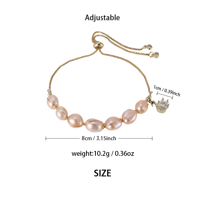 Fashion Swan Pearl Copper Inlay Zircon Bracelets 1 Piece