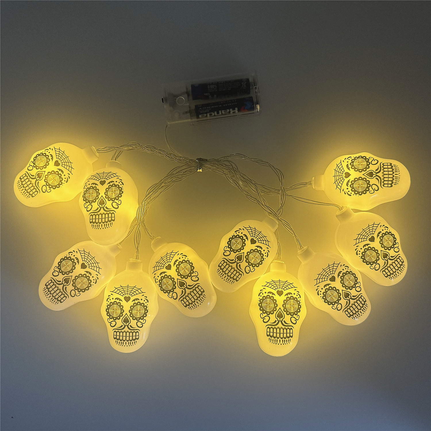 Halloween calabaza string luces fiesta decoración estampada calavera ojo fantasma cabeza murciélago LED batería string luces atmósfera