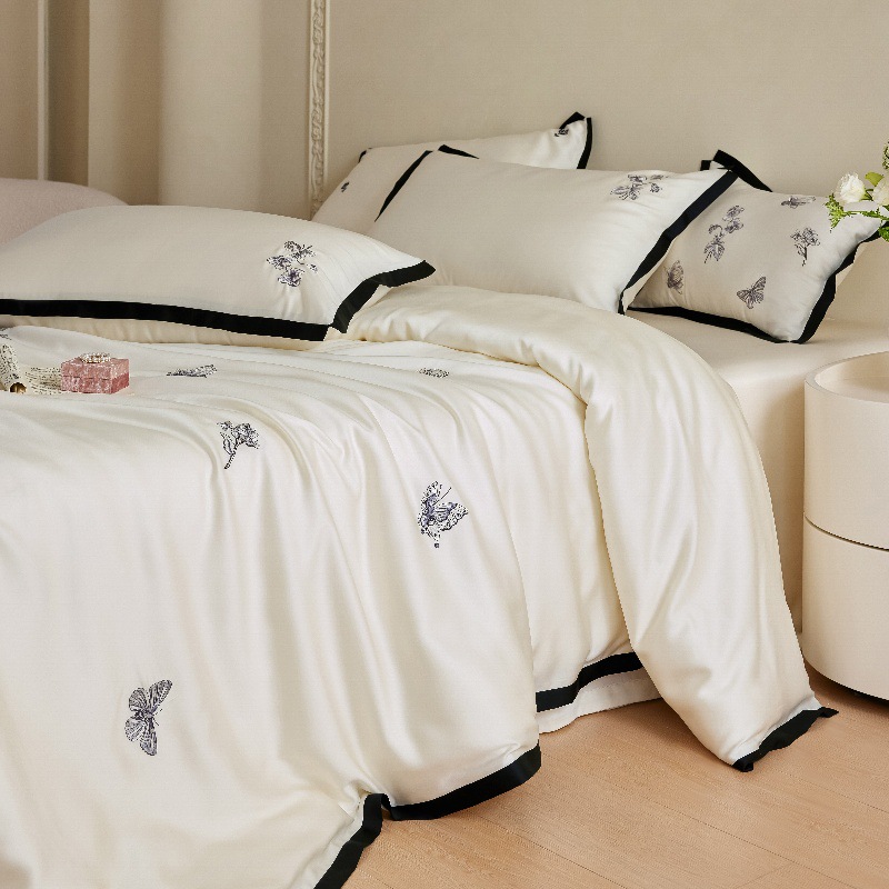 Jogo de cama de verão tencel capa de edredão e lençol fresco_voghion.com