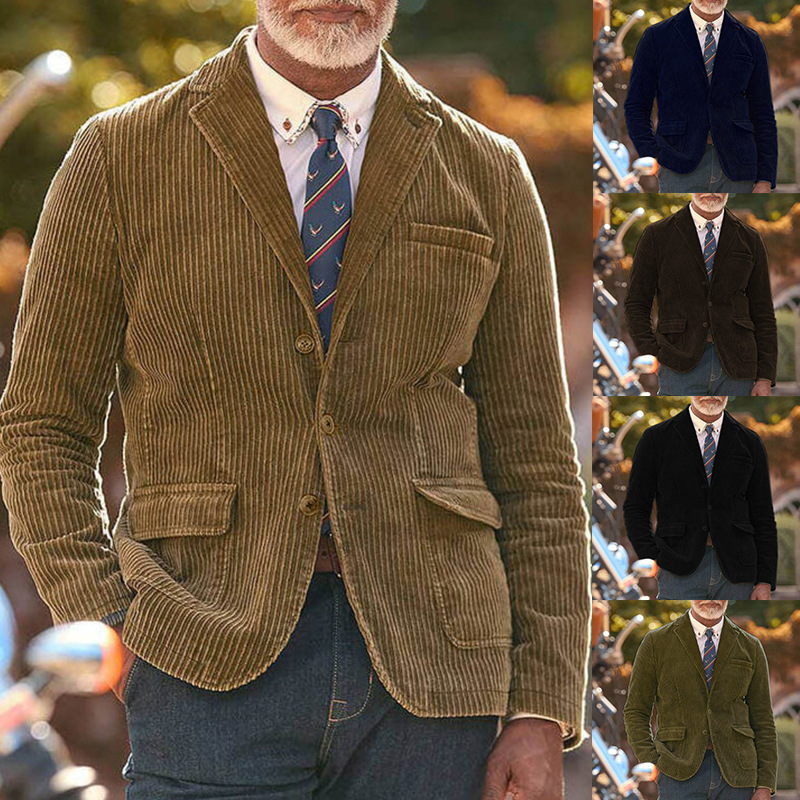 2024 Winter Herren Cord Einfarbig Anzugjacke für Männer_voghion.com
