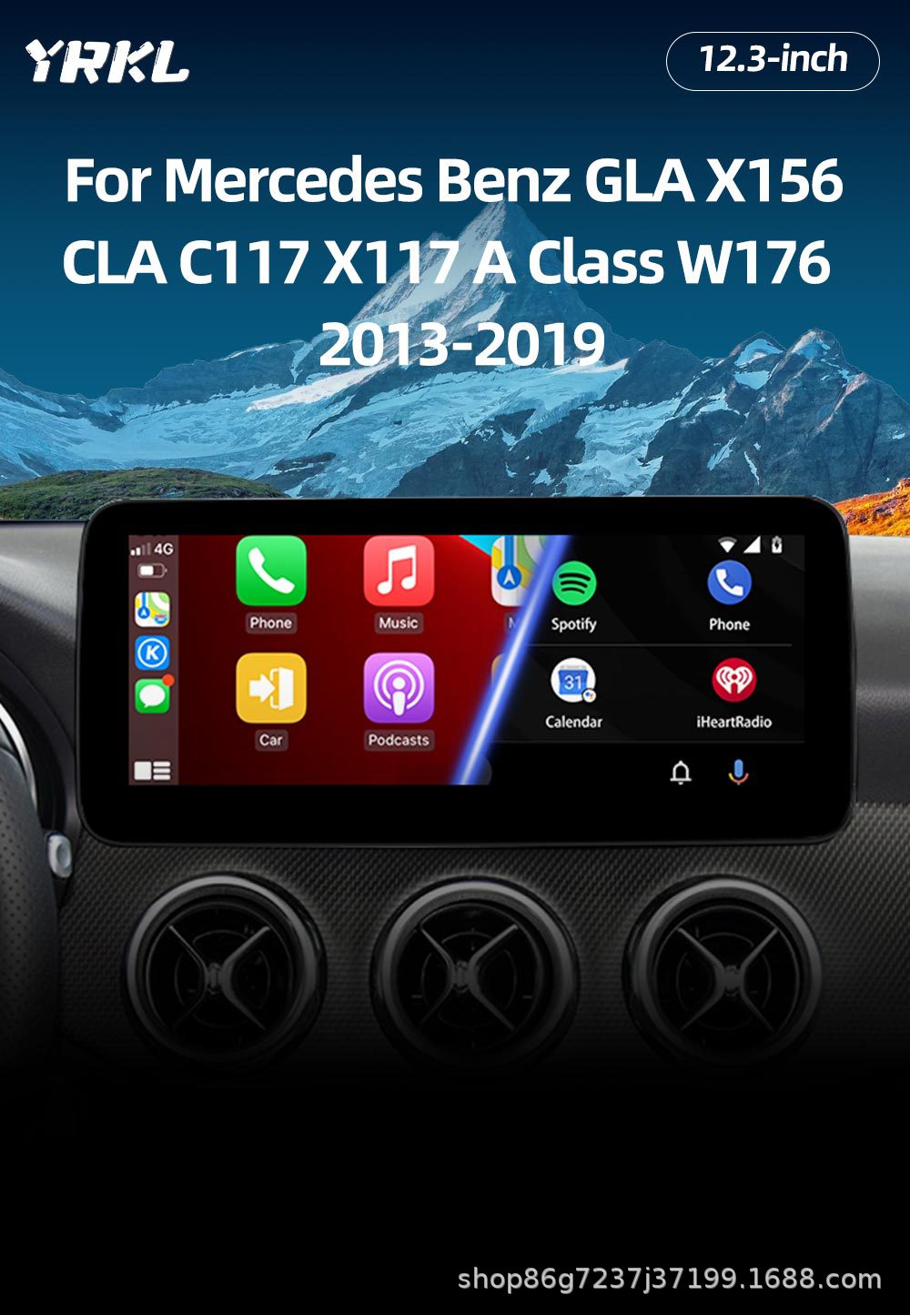 12.3inch Suitable for Mercedes-Benz Gla X156 C117 W176 Gps Car Navigation Bluetooth Player Navigation One
