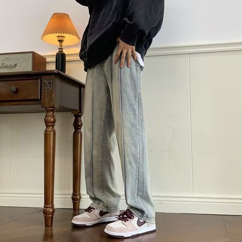 Urban Style Spring 2025 Personality Letter Denim Jeans Hip-Hop Instagram Trendy High Street Fashion Cool Streetwear Long Pants