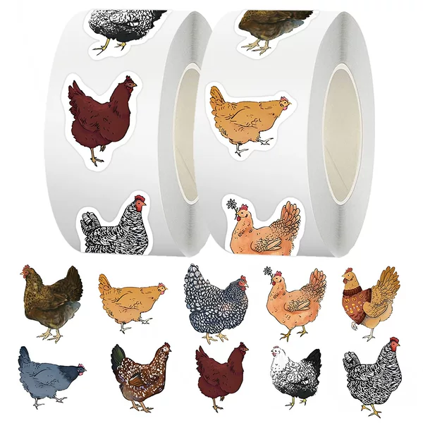Hen Sticker Roll Sticker Abstract Animal Hand Account Sticker Material Sticker Sealing Sticker Film Tape Wholesale