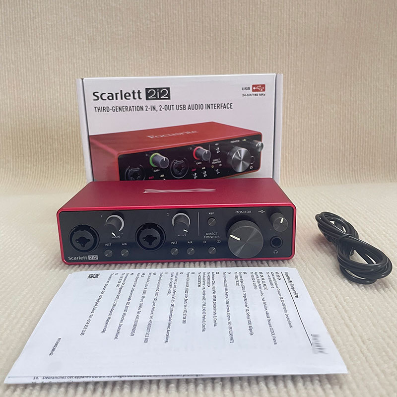 2I2 Sound Card Cross-Border Computer External Recording Professional Dubbing Audio Book Equipment Set Mixing USB Audio Interface