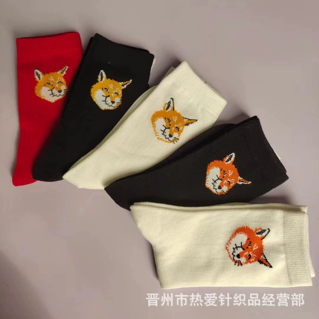 Новый продукт Французский маленький лис casual catwalk kitsune женские носки двойной иглы вышивка MAISON носки