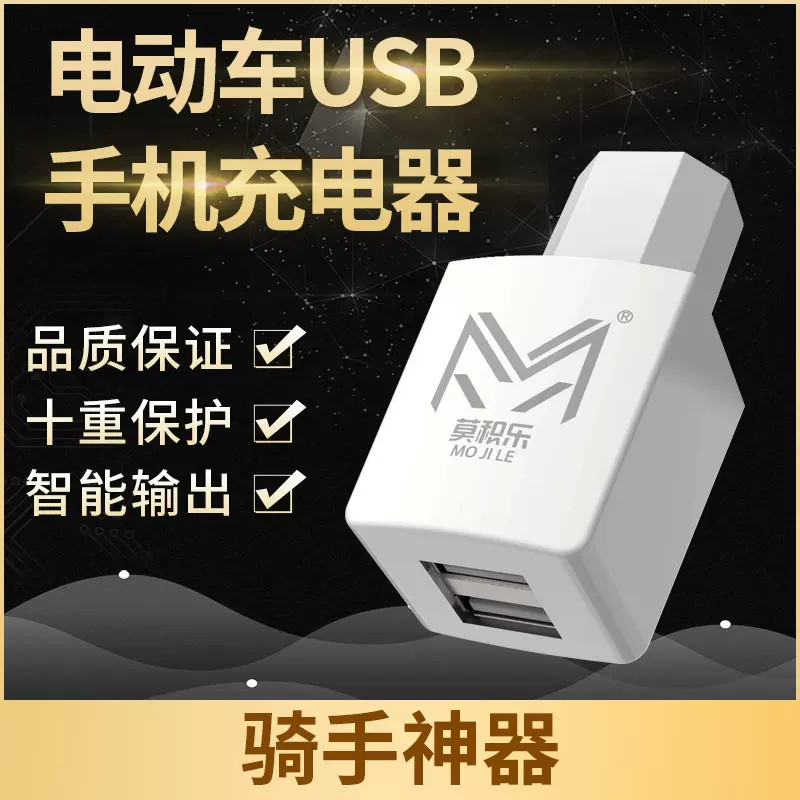 源头工厂电动车5V1A手机充电器 骑行户外双口USB插头快充转换器