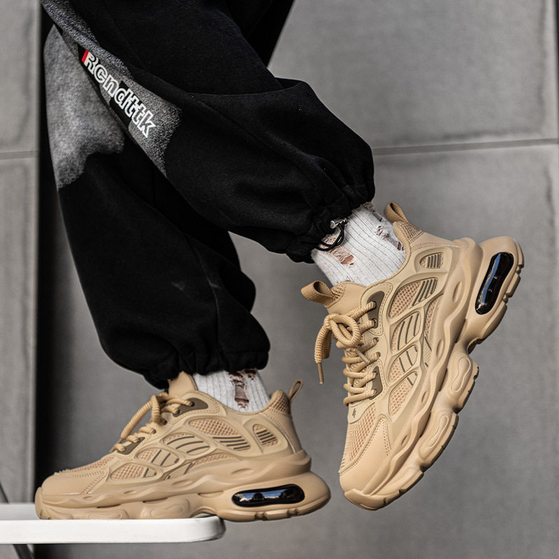 Giày sneaker nam cổ thấp buộc dây đế dày bọc da phong cách thời trang, giày thể thao tăng chiều cao — Cà phê ZS-F 8965m, ZS-F8965 Xingka, ZS-F8965 màu đen