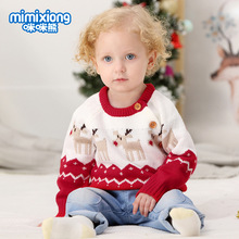 ins热卖款男女童针织卡通圣诞麋鹿毛衣