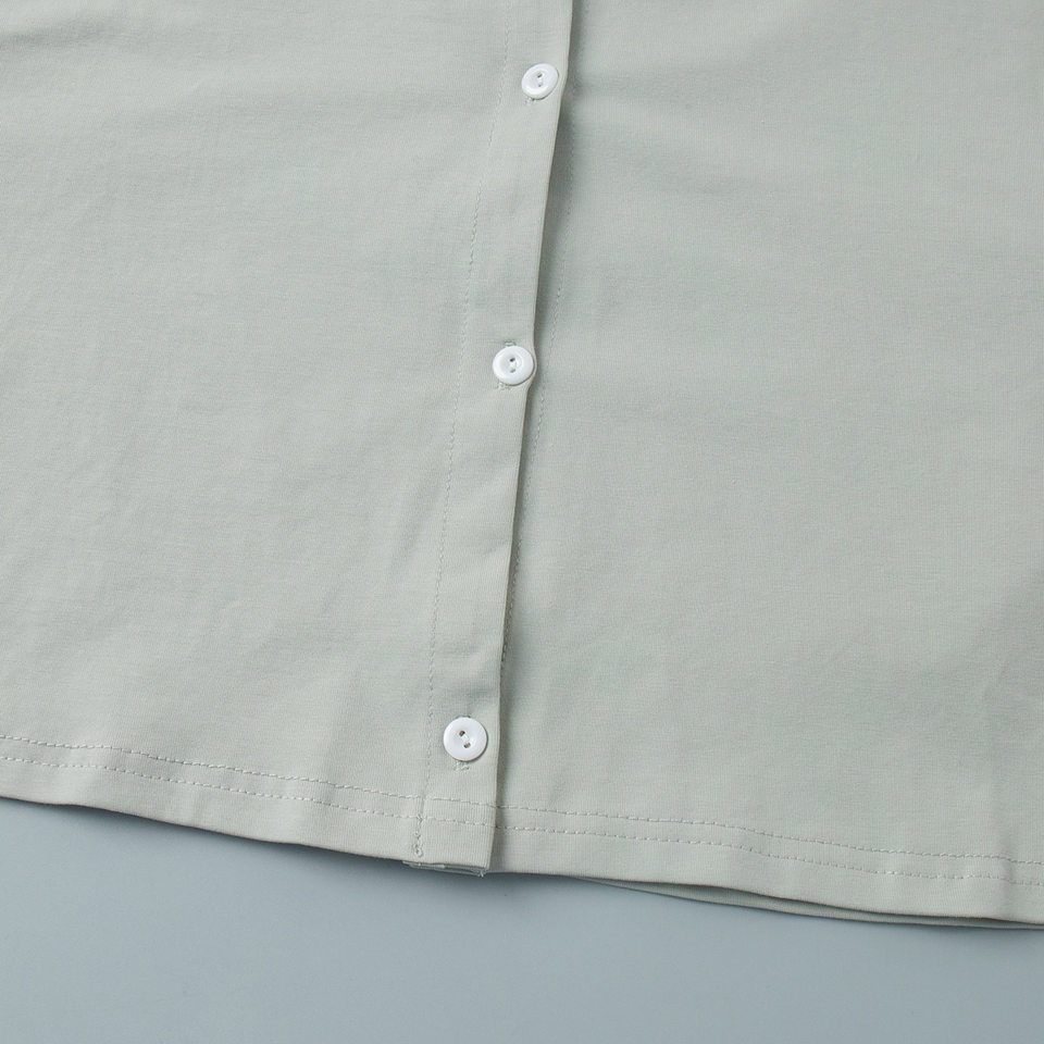 Bộ đồ ngủ dài tay dài quần giả hai mảnh phong cách Âu Mỹ, áo cardigan mặc nhà — Xanh lá cây chi tiết 11