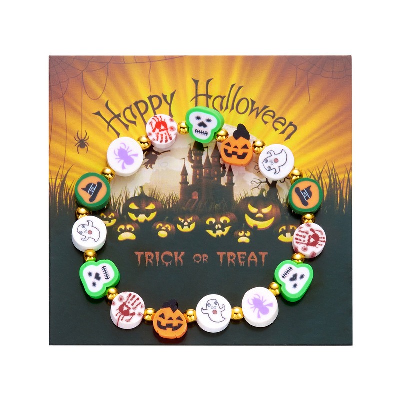 国境を越えた売れ筋ハロウィンソフトクレイゴーストカボチャブレスレットニッチクリエイティブ面白い猫キャンディーブレスレット卸売|undefined
