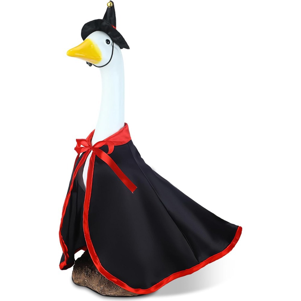 跨境万圣节门廊鹅装院子草坪鹅披风23”水泥鹅装饰 goose outfit