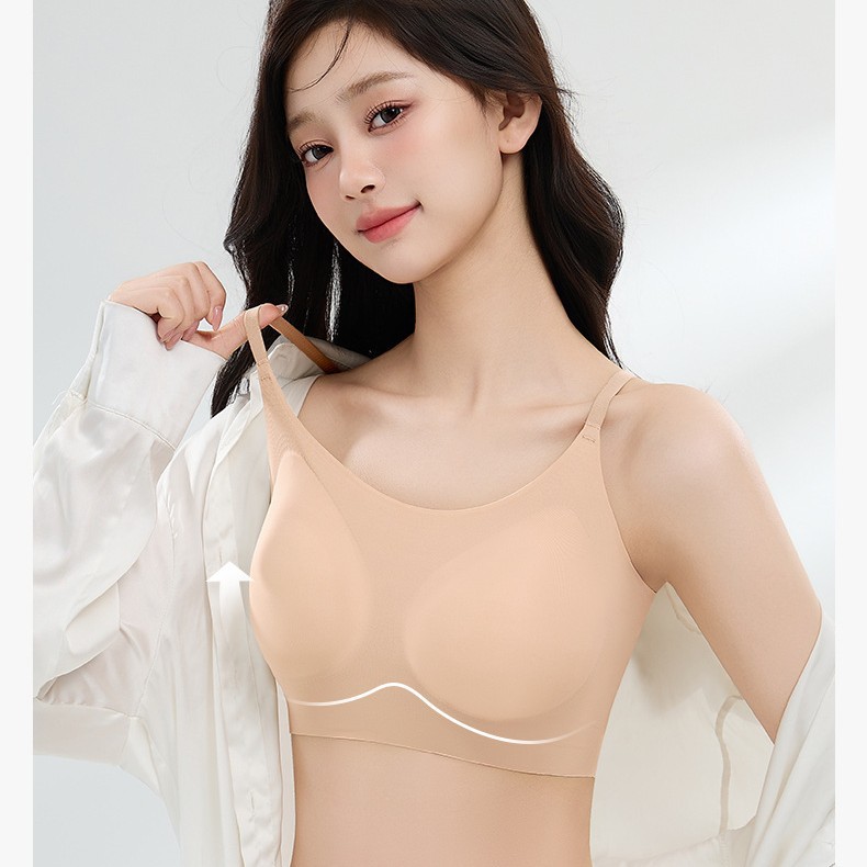 粉底液隐形内衣一体固定水晶杯无痕女运动聚拢美背文胸抹胸背心女